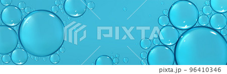 Surface of water with bubbles on blue background 96410346