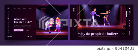 Theater and ballet club landing page template set Theater and ballet club landing page template set 96410433
