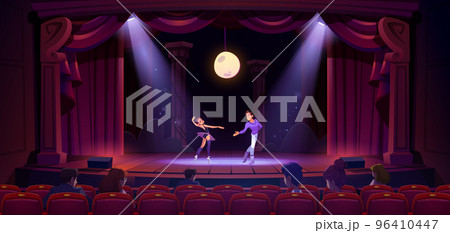 Ballet dancers perform dance on theater scene 96410447