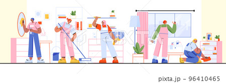 Cleaning service workers cleanup home or office Cleaning service workers cleanup home or office 96410465