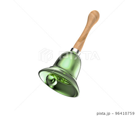 Isolated traditional green Christmas bell with brown wooden handle Isolated traditional green Christmas bell with brown wooden handle 96410759