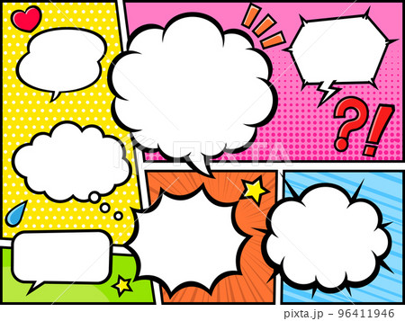 アメコミ風　コマ割り　背景　マーク付き　イラスト 96411946