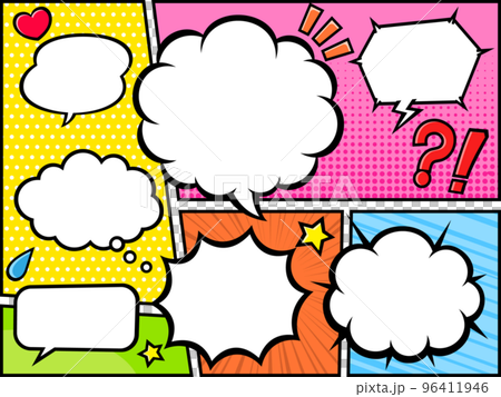 アメコミ風　コマ割り　背景　マーク付き　イラスト 96411946