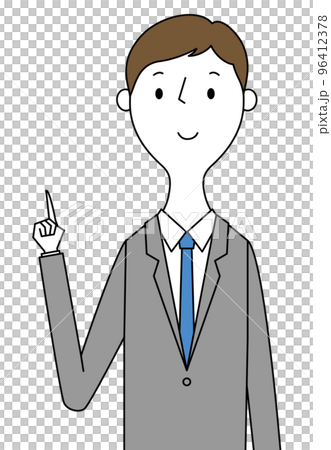 young businessman pointing up young businessman pointing up 96412378