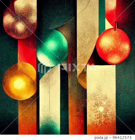 Abstract contemporary modern watercolor art. Minimalist illustration of new year colorful decorations and lights. 96412573