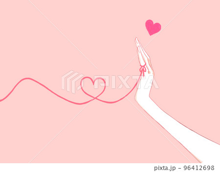 運命の赤い糸を結んでいる女性の手 96412698