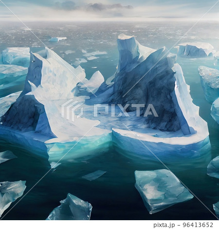 Huge icebergs in the sea, top view Huge icebergs in the sea, top view 96413652