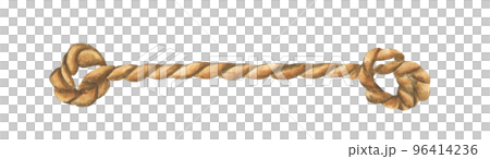 Brown rope frame with knots. Watercolor illustration. 96414236