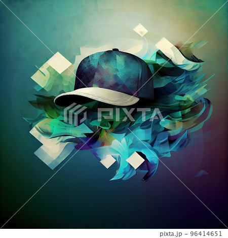 Fashionable caps fly into the frame, abstract background Fashionable caps fly into the frame, abstract background 96414651