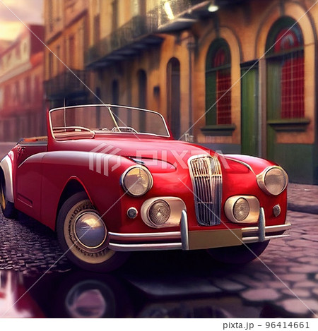 Exhibition of vintage cars, without people, without logos on cars 96414661