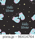 winter seamless pattern with knitting mittens, flat style 96414764