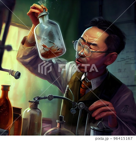 Crazy Asian scientist conducts experiments Crazy Asian scientist conducts experiments 96415167