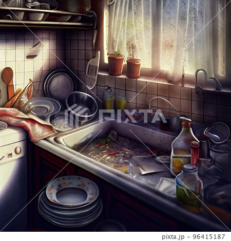 Complete washing of dirty dishes at home Complete washing of dirty dishes at home 96415187