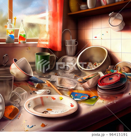 Complete washing of dirty dishes at home Complete washing of dirty dishes at home 96415191