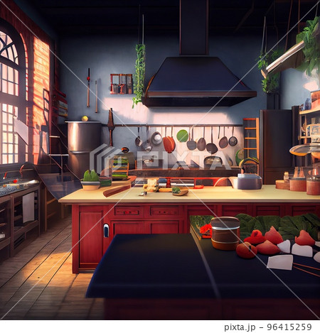 Chef's kitchen interior, without people Chef's kitchen interior, without people 96415259