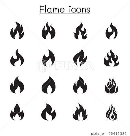 Flame, fire icon set Flame, fire icon set 96415382
