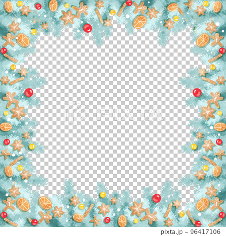 聖誕樹和可愛的裝飾品(方形) 聖誕樹和可愛的裝飾品(方形) 96417106