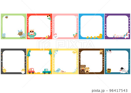 black space with cute photo frame illustration clipart for kids or worksheet with animal decoration black space with cute photo frame illustration clipart for kids or worksheet with animal decoration 96417543