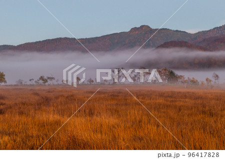 秋の尾瀬 幻想的な朝の風景 秋の尾瀬 幻想的な朝の風景 96417828