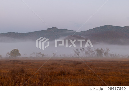 秋の尾瀬 幻想的な朝の風景 秋の尾瀬 幻想的な朝の風景 96417840