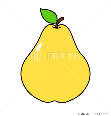 Cute funny pear character. Vector hand drawn traditional cartoon vintage, retro, kawaii character illustration icon. Isolated on white background. Pear character concept 96418772