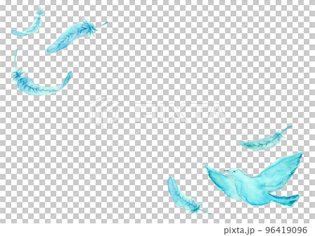 水彩風の羽ばたく鳥 イラスト素材 96419096