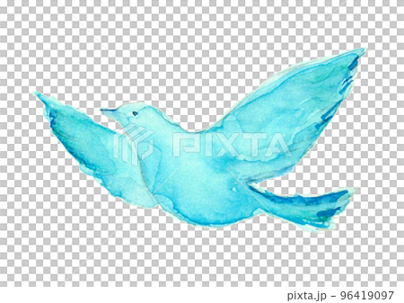 watercolor style flapping bird illustration material 96419097