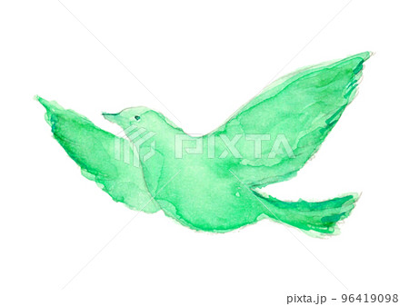 水彩風の羽ばたく鳥 イラスト素材 96419098