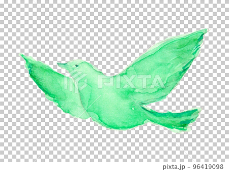 水彩風の羽ばたく鳥 イラスト素材 96419098
