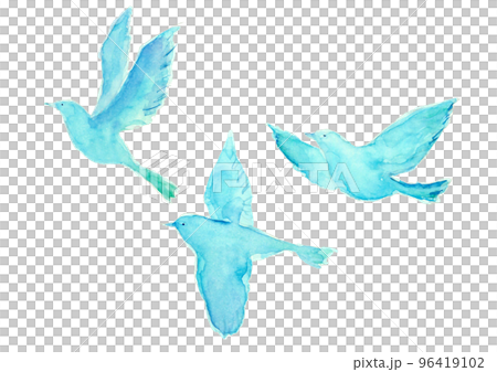 watercolor style flapping bird illustration material 96419102