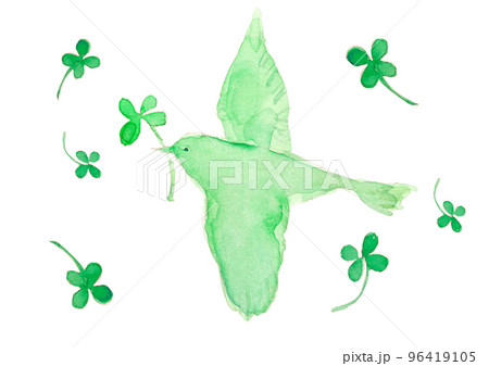水彩風の羽ばたく鳥 イラスト素材 水彩風の羽ばたく鳥 イラスト素材 96419105