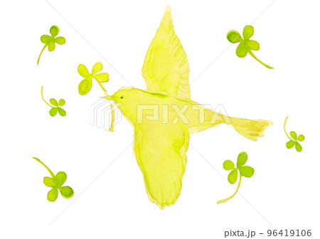 水彩風の羽ばたく鳥 イラスト素材 水彩風の羽ばたく鳥 イラスト素材 96419106