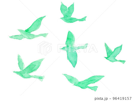 水彩風の羽ばたく鳥 イラスト素材 水彩風の羽ばたく鳥 イラスト素材 96419157