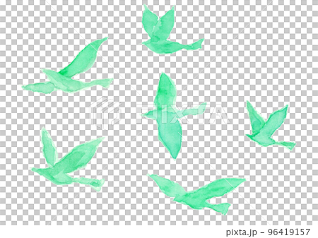 水彩風の羽ばたく鳥 イラスト素材 水彩風の羽ばたく鳥 イラスト素材 96419157