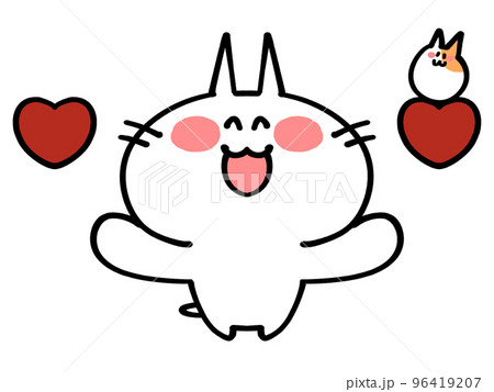 両手を広げてありがとうを伝えるにゃんことハムスター 両手を広げてありがとうを伝えるにゃんことハムスター 96419207