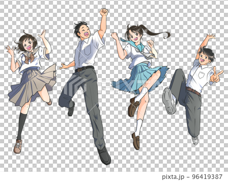 男女學生跳夏裝 96419387