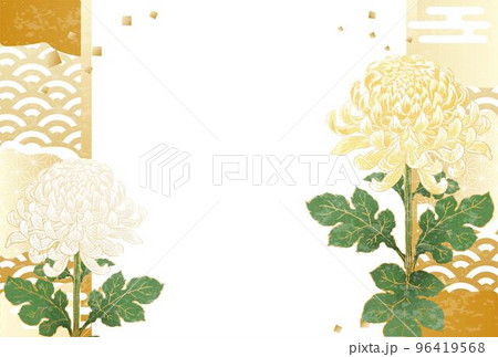 和風な菊の花のフレーム イラスト素材 和風な菊の花のフレーム イラスト素材 96419568
