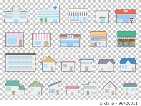 商店和房子的插圖集 96420011