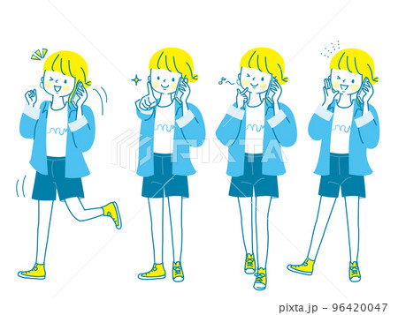 スマホで話す若い女性のポジティブな表情 ベクターイラスト素材 スマホで話す若い女性のポジティブな表情 ベクターイラスト素材 96420047