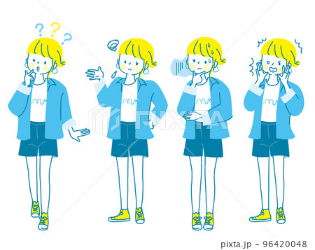 若い女性のネガティブな表情 ベクターイラスト素材 若い女性のネガティブな表情 ベクターイラスト素材 96420048