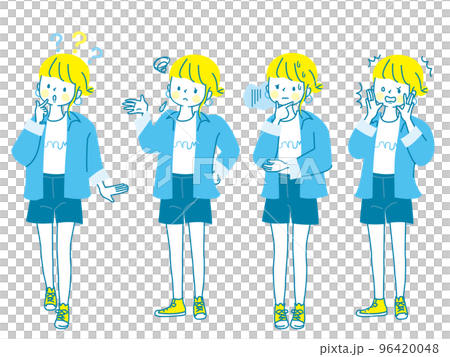 若い女性のネガティブな表情 ベクターイラスト素材 若い女性のネガティブな表情 ベクターイラスト素材 96420048