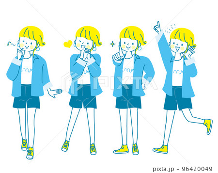 若い女性のポジティブな表情 ベクターイラスト素材 若い女性のポジティブな表情 ベクターイラスト素材 96420049