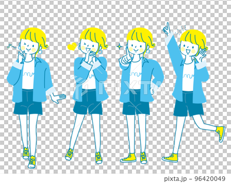 若い女性のポジティブな表情 ベクターイラスト素材 若い女性のポジティブな表情 ベクターイラスト素材 96420049