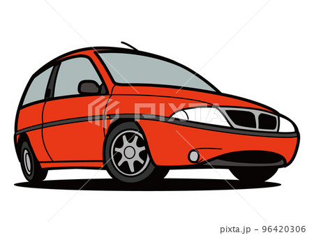 懐かしめイタリアンコンパクトカー　赤色系　自動車イラスト 96420306