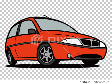 懐かしめイタリアンコンパクトカー　赤色系　自動車イラスト 96420306