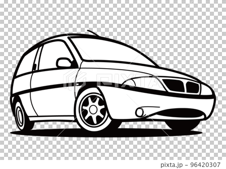懐かしめイタリアンコンパクトカー　ぬり絵風　自動車イラスト 96420307