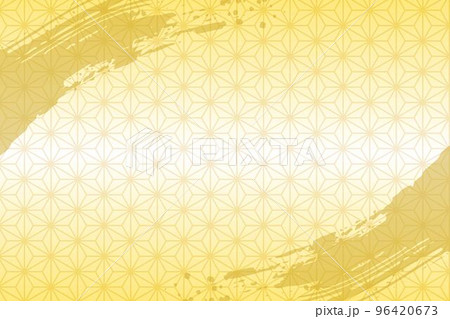 めでたい金色の麻の葉と筆の背景 96420673