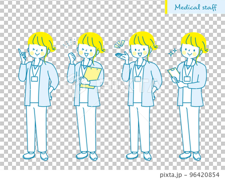 年輕女護士面部表情插圖集 年輕女護士面部表情插圖集 96420854