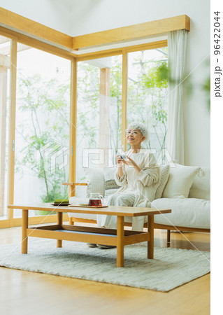 ライフスタイル　シルバーヘアの女性 96422044