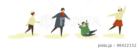 スケートをする人々のイラスト 96422152